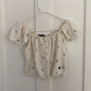 Abercrombie & Fitch Cinched Hem Off Shoulder Top
